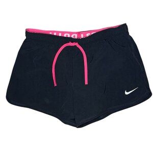 Nike Womens Dri-FIT Running Shorts Black Pink Drawstring Medium